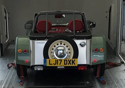 Single car covered transport of Caterham Sprint.